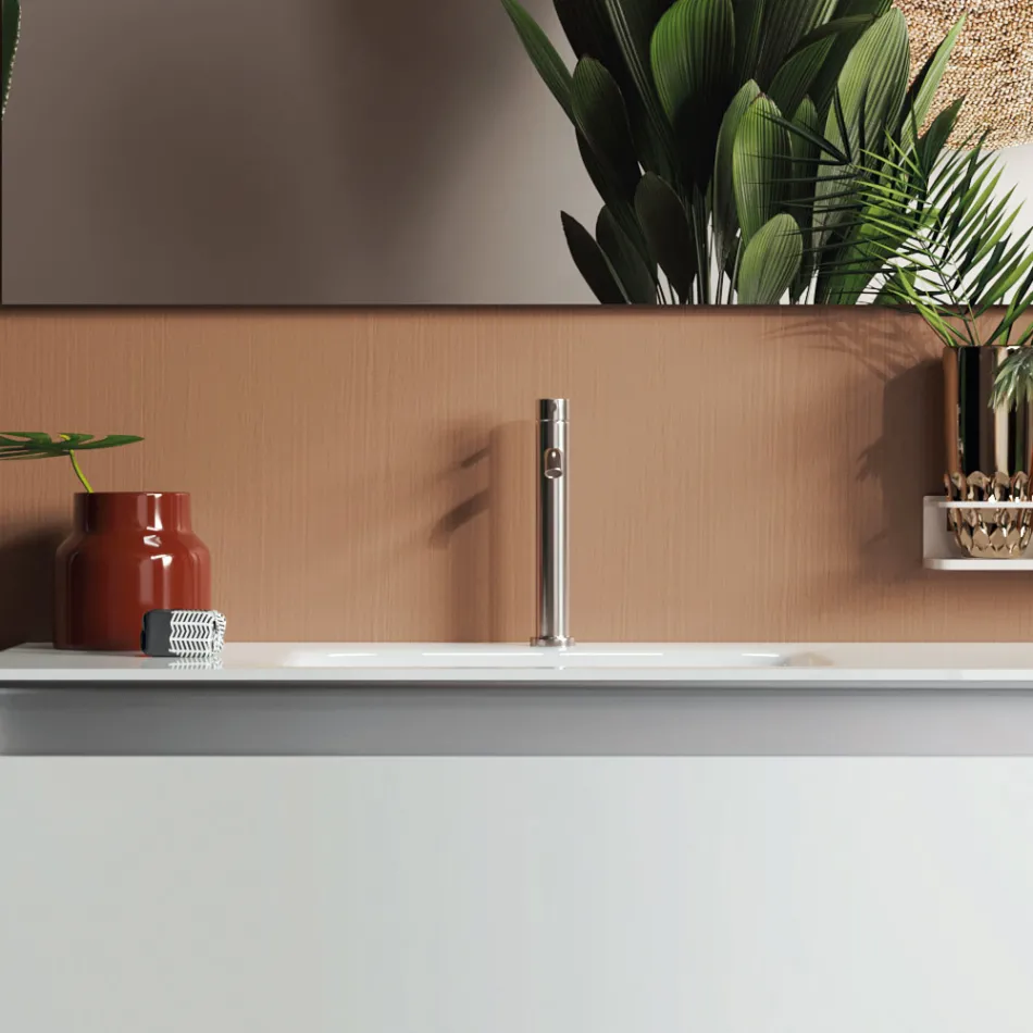 Koupelnová kompozice se závěsným podstavcem, zrcadlem a umyvadlem Made in Italy - Dream Viadurini