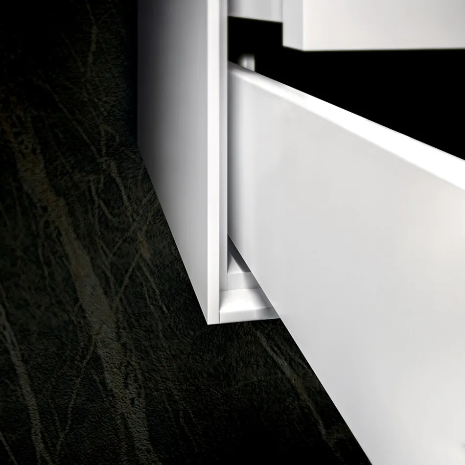 Koupelnové složení se základnou, zrcadlem a pryskyřičným umyvadlem Made in Italy - Kilo Viadurini