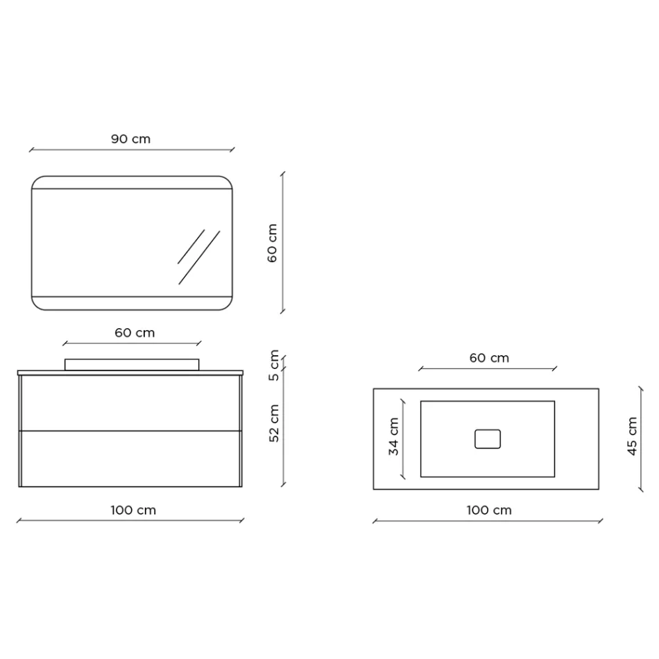 Koupelnové složení se základnou, zrcadlem a pryskyřičným umyvadlem Made in Italy - Kilo Viadurini