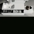 Koupelnová sestava se zásuvkami, keramickým umyvadlem a LED zrcadlem - Elios Viadurini