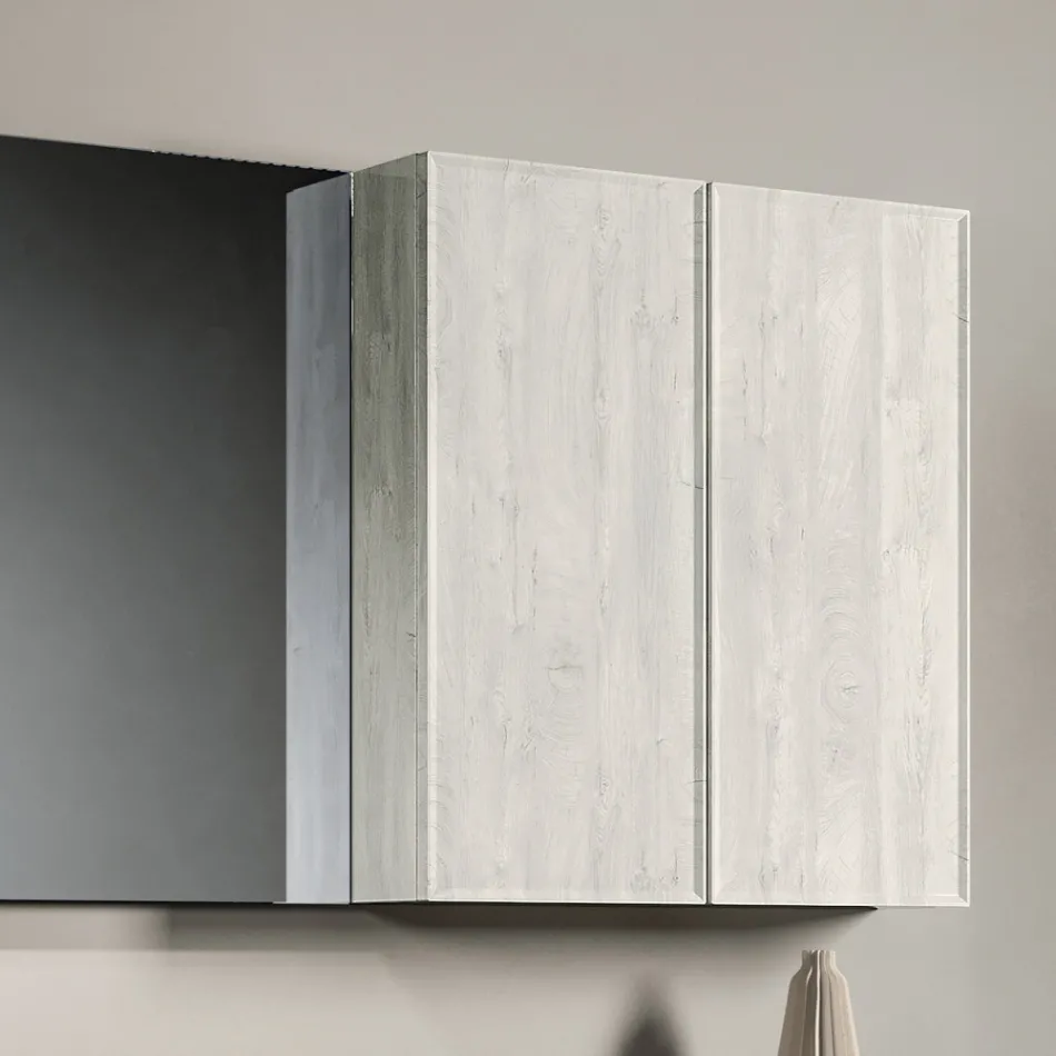 Koupelnová sestava se zásuvkami, umyvadlem, zrcadlem a nástěnnou skříňkou - Orione Viadurini