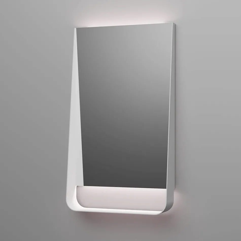 Koupelnová kompozice s pudrově růžovými zásuvkami, umyvadlem a zrcadlem - Elios Viadurini