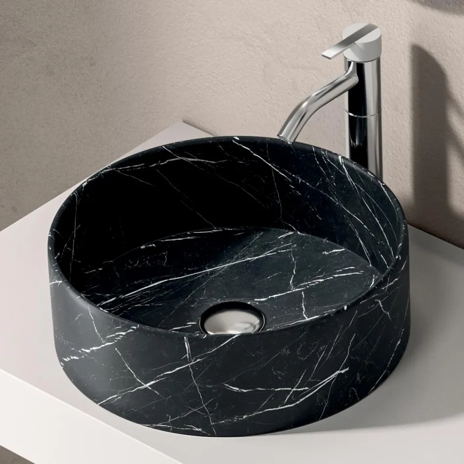 Koupelnová sestava se zásuvkou, umyvadlem, zrcadlem, nástěnnou skříňkou a policí - Elios Viadurini