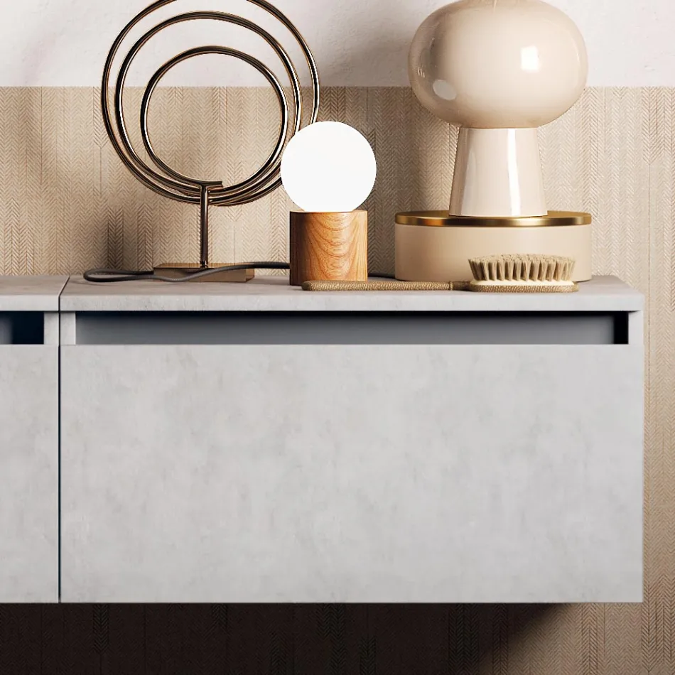 Koupelnová kompozice s umyvadlem, závěsným podstavcem a zrcadlem Made in Italy - sen Viadurini