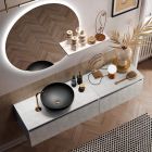Koupelnová kompozice s umyvadlem, závěsným podstavcem a zrcadlem Made in Italy - sen Viadurini