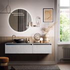 Koupelnová kompozice s umyvadlem, závěsným podstavcem a zrcadlem Made in Italy - sen Viadurini