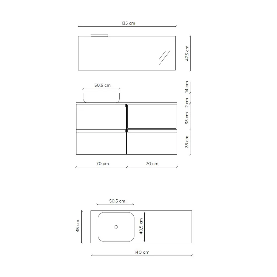 Složení koupelny s keramickým umyvadlem a zrcadlem Made in Italy - Dream Viadurini