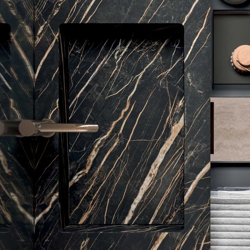 Koupelnová sestava s umyvadlem Noir Desir Gres - Orione Viadurini