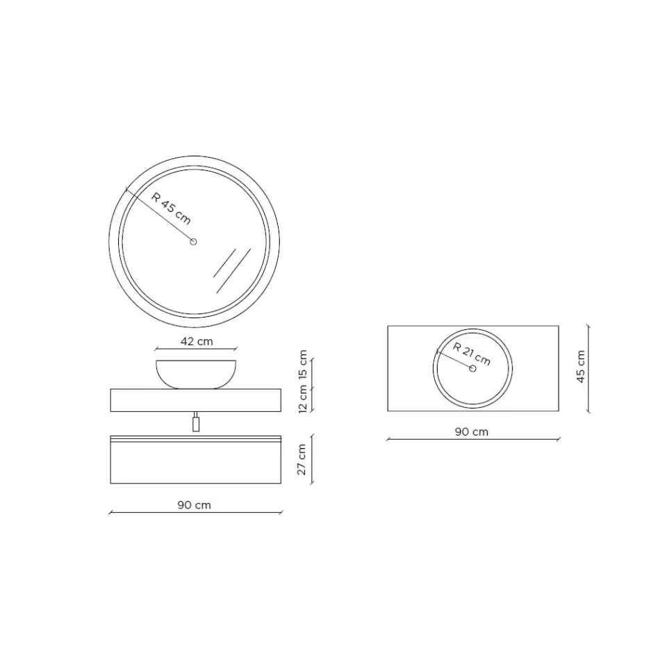 Koupelnová kompozice s pryskyřičným umyvadlem a zrcadlem Made in Italy - Palom Viadurini