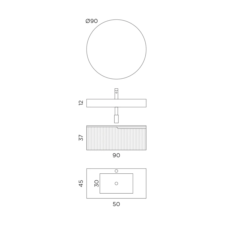 Koupelnová kompozice s deskou Calacatta HPL Made in Italy - Talassa Viadurini