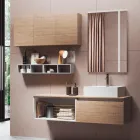 Koupelnová kompozice se zrcadlem s integrovanou lampou, umyvadlem a podstavcem - sen Viadurini