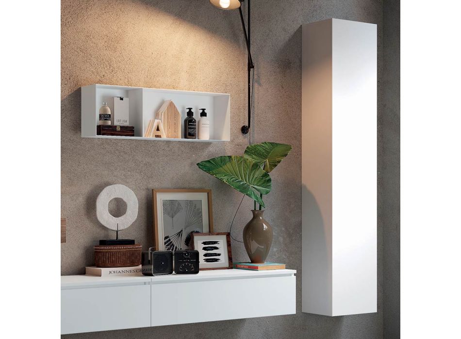 Koupelnová kompozice se zrcadlem a keramickým umyvadlem Made in Italy - Palom Viadurini