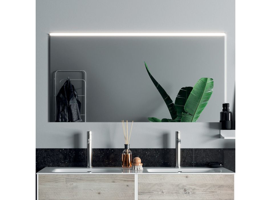 Koupelnové složení se zrcadlem, dvojitým umyvadlem a podstavcem Made in Italy - Kilo Viadurini