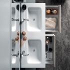 Koupelnové složení se zrcadlem, dvojitým umyvadlem a podstavcem Made in Italy - Kilo Viadurini