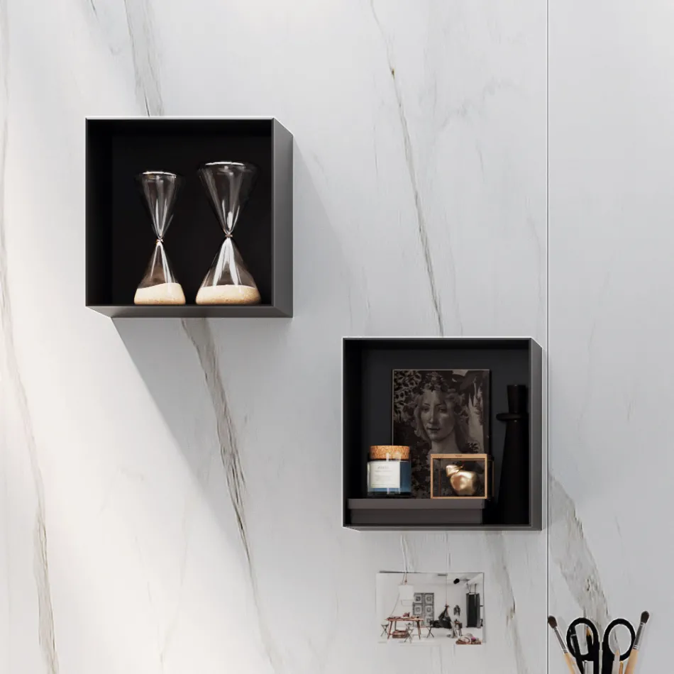 Koupelnová kompozice se zrcadlem, pryskyřičným umyvadlem a podstavcem Made in Italy - Palom Viadurini