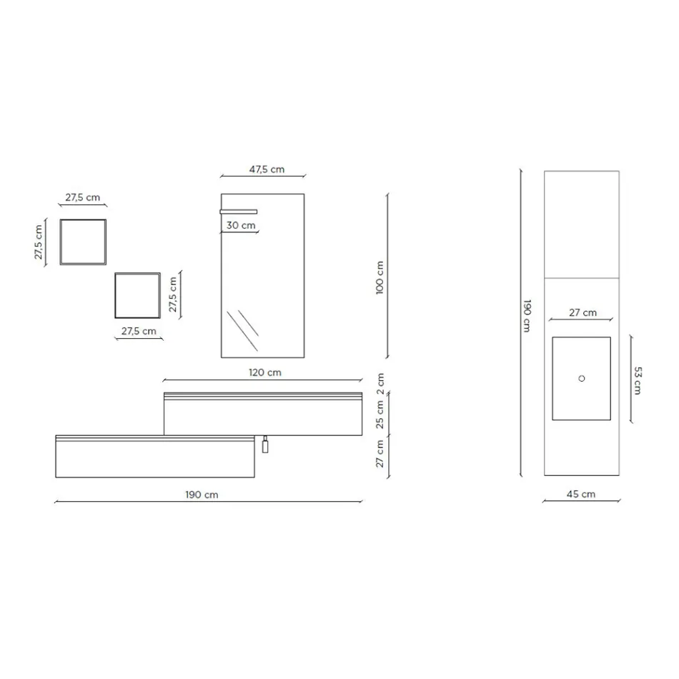 Koupelnová kompozice se zrcadlem, pryskyřičným umyvadlem a podstavcem Made in Italy - Palom Viadurini