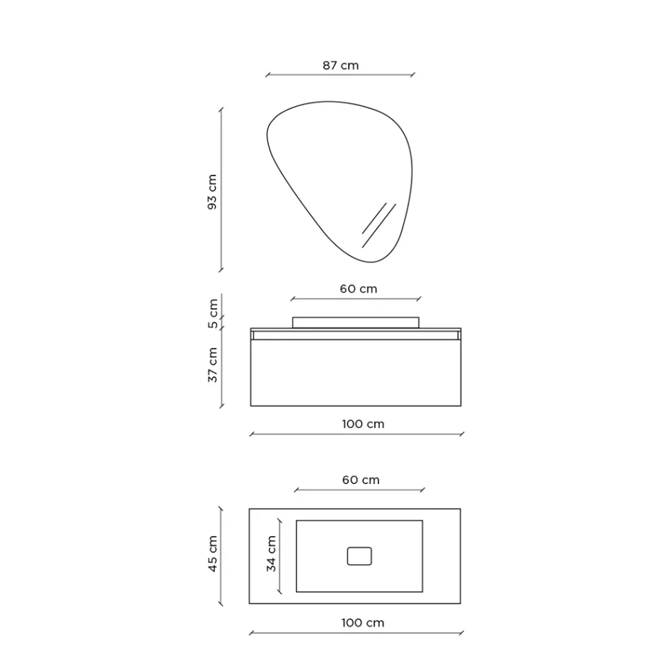 Koupelnová kompozice s moderním zrcadlem, made in Italy podstavec a umyvadlo - sen Viadurini