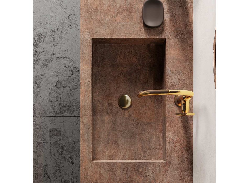 Složení koupelny s moderním zrcadlem a konzolovým umyvadlem Made in Italy - Palom Viadurini