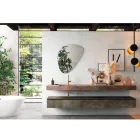 Složení koupelny s moderním zrcadlem a konzolovým umyvadlem Made in Italy - Palom Viadurini