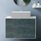 Koupelnová kompozice s oválným zrcadlem, podstavcem a umyvadlem Made in Italy - Kilo Viadurini