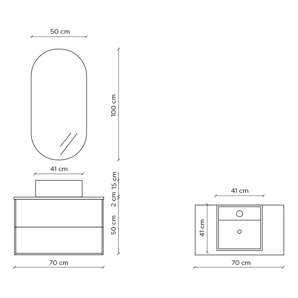 Koupelnová kompozice s oválným zrcadlem, podstavcem a umyvadlem Made in Italy - Kilo Viadurini