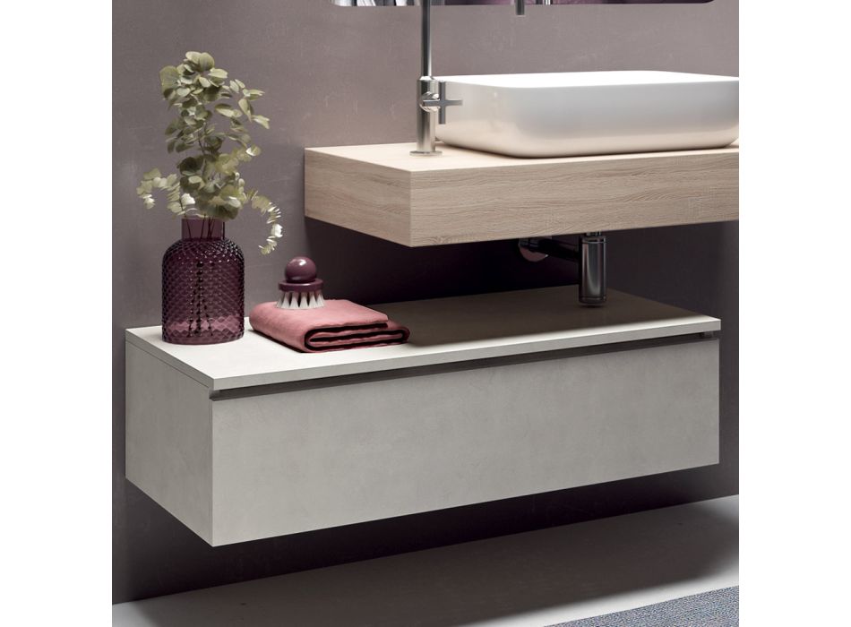 Koupelnová kompozice s tvarovaným zrcadlem a umyvadlem Made in Italy - Palom Viadurini