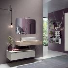 Koupelnová kompozice s tvarovaným zrcadlem a umyvadlem Made in Italy - Palom Viadurini