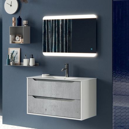 Koupelnové složení s dotykovým senzorovým zrcadlem, lakovaná základna Made in Italy - Polsen Viadurini