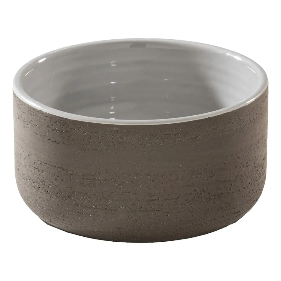 Šedá kompozice koupelny se zrcadlem, teakovou skříňkou a doplňky - Patryk Viadurini