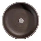 Šedá kompozice koupelny s kulatým zrcadlem a různými doplňky - Maryse Viadurini