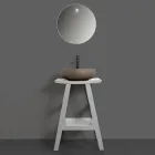 Šedá kompozice koupelny s kulatým zrcadlem a různými doplňky - Maryse Viadurini