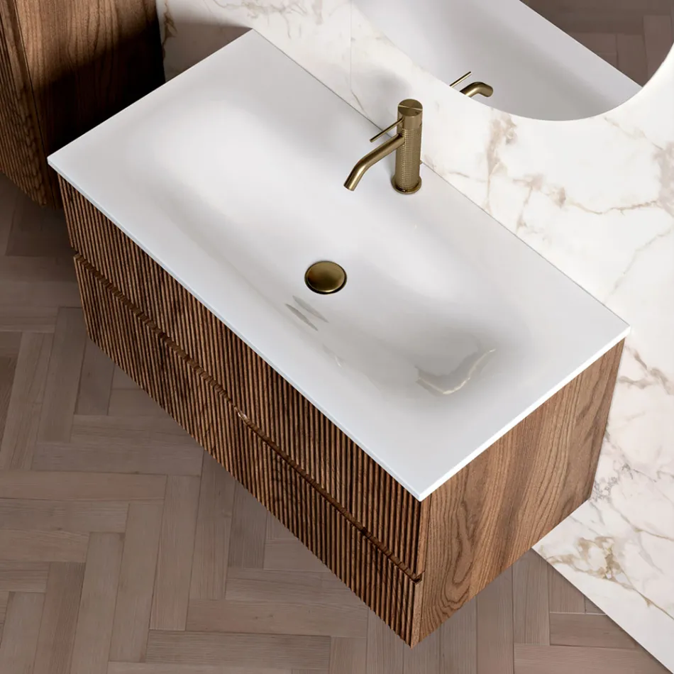 Kompozice koupelny v dubu Rio Cannettato Made in Italy - Afrodite Viadurini