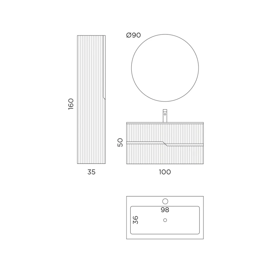 Kompozice koupelny v dubu Rio Cannettato Made in Italy - Afrodite Viadurini