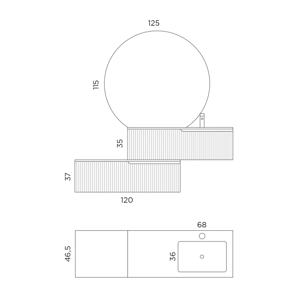 Kompozice koupelny v dubu Rio a šedé Cannettati Made in Italy - Chrono Viadurini