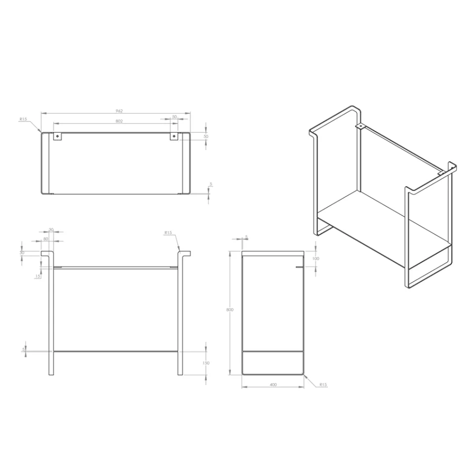 Složení koupelny Keramické umyvadlo a ocelová základna Made in Italy - Quadro Viadurini