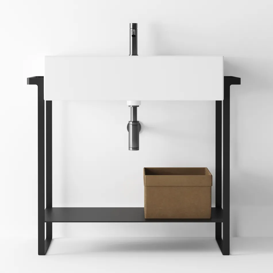 Složení koupelny Keramické umyvadlo a ocelová základna Made in Italy - Quadro Viadurini