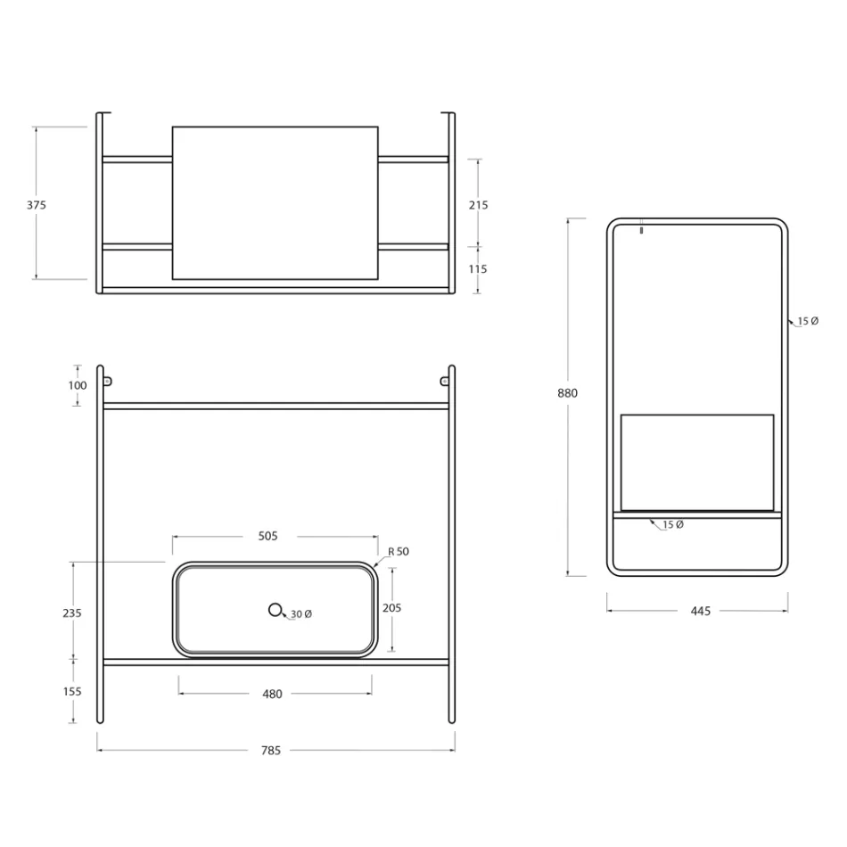 Složení koupelny Umyvadlo z keramiky a zrcadla Made in Italy - Chantal Viadurini