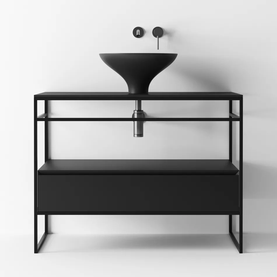 Složení koupelny Umyvadlo z keramiky a zrcadla Made in Italy - Hoscar Viadurini