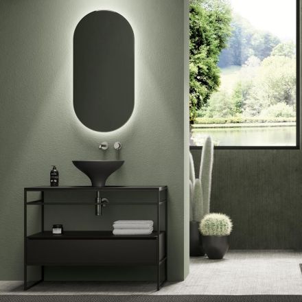 Složení koupelny Umyvadlo z keramiky a zrcadla Made in Italy - Hoscar Viadurini