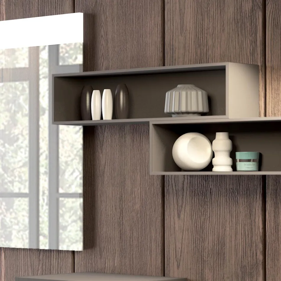 Závěsná koupelnová kompozice v kouřově šedém fenix vyrobeném v Itálii, Neapoli Viadurini