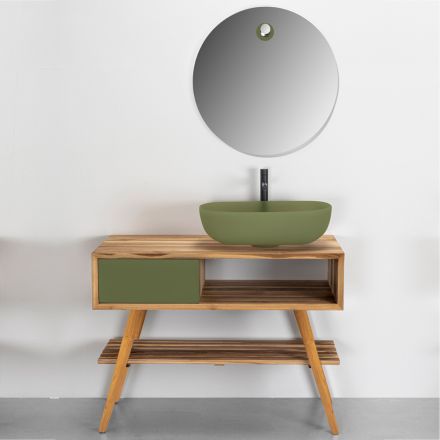 Zelená kompozice koupelny s příslušenstvím a spodní skříňkou - Sylviane Viadurini