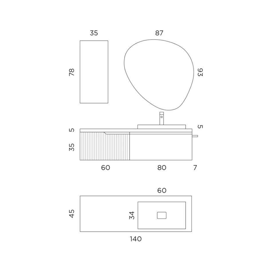 Složení koupelny šalvěj zelená a dub Cannettato Made in Italy - Uran Viadurini