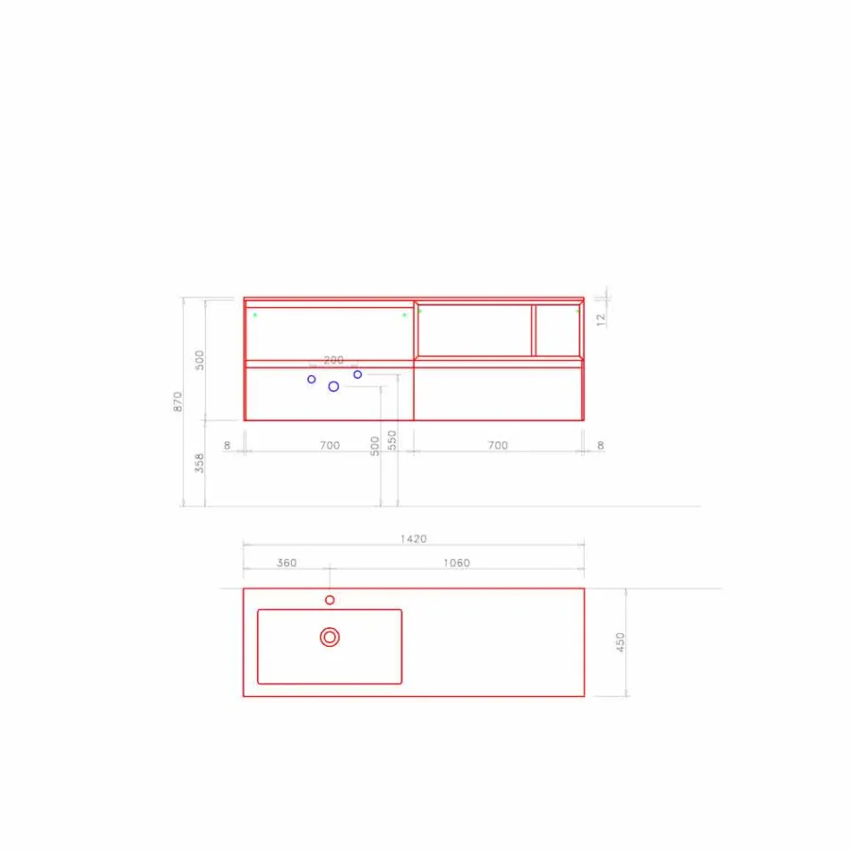 Složení koupelnového nábytku, moderní a zavěšený design vyrobený v Itálii - Callisi8 Viadurini