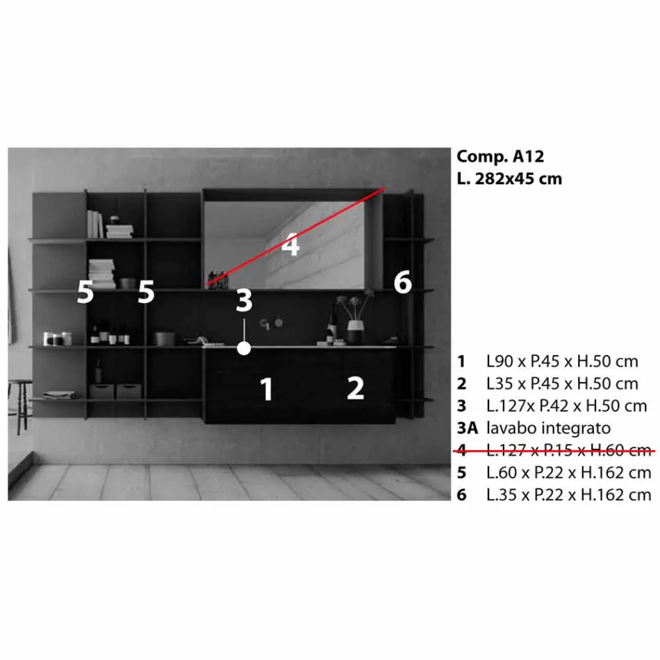 Složení zavěšeného a moderního koupelnového nábytku, designový nábytek - Callisi12 Viadurini