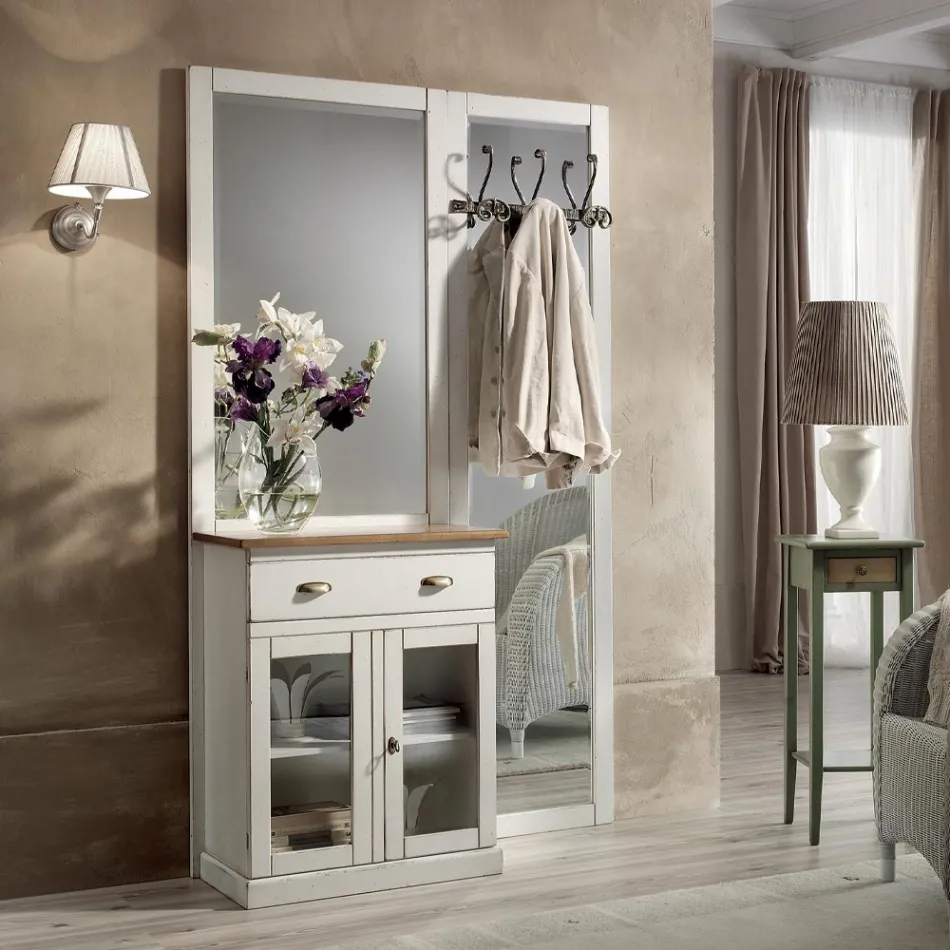 Vstupní kompozice v dvoubarevném bílém vosku a přírodní dřevěné desce - Fatuo Viadurini