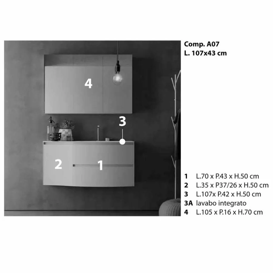 Moderní a zavěšená koupelnová kompozice vyrobená v Itálii - Callisi7 Viadurini