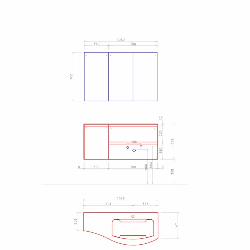 Moderní a zavěšená koupelnová kompozice vyrobená v Itálii - Callisi7 Viadurini
