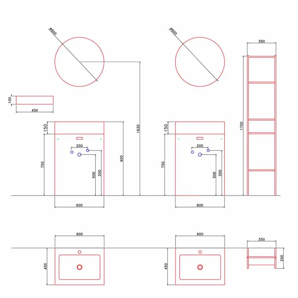 Složení podlahy moderního designového koupelnového nábytku - Farart10 Viadurini