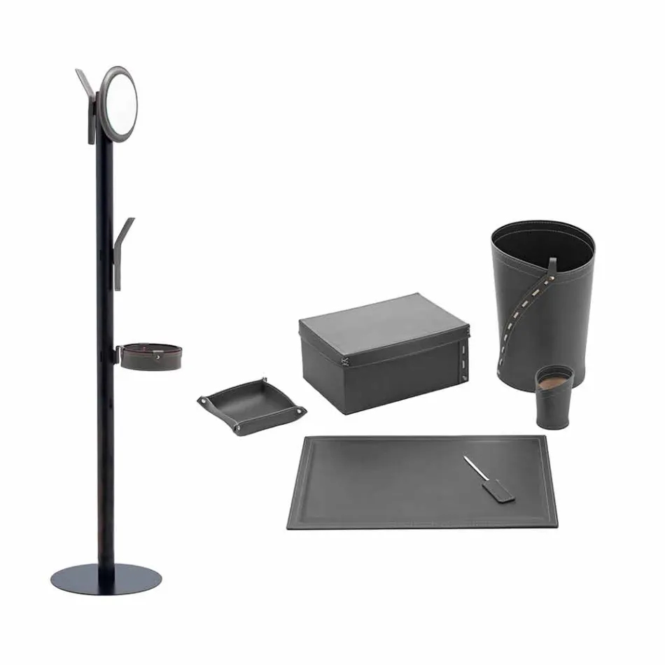 Moderní designová kancelářská kompozice v kůži Made in Italy - Andrea Viadurini