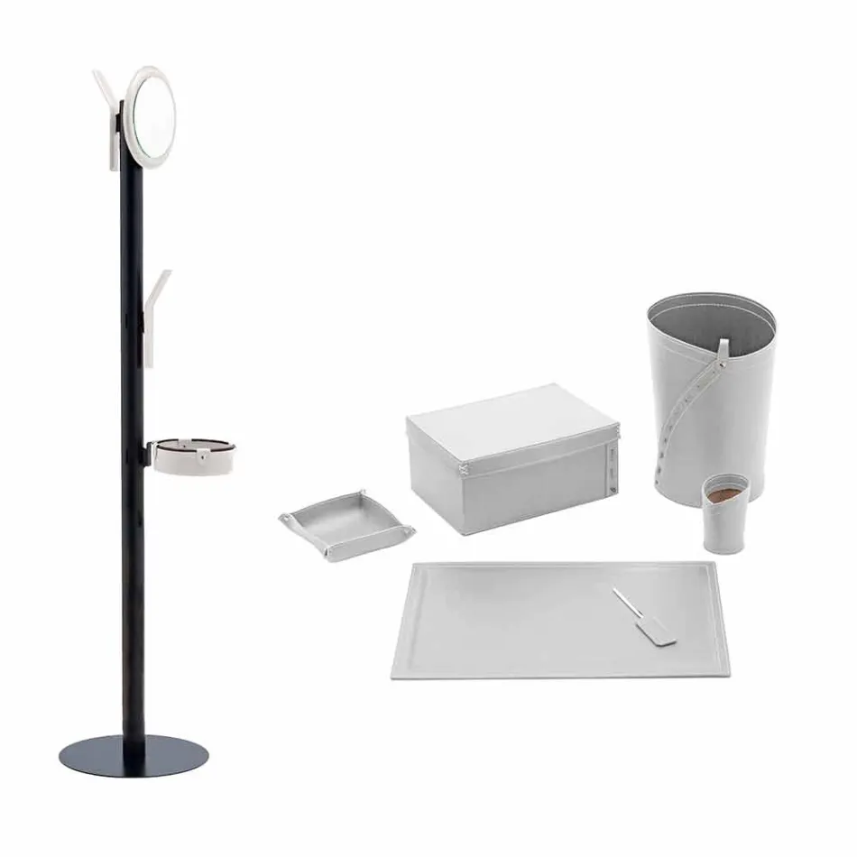 Moderní designová kancelářská kompozice v kůži Made in Italy - Andrea Viadurini